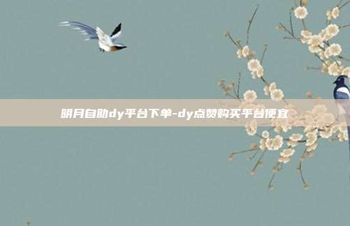 明月自助dy平台下单-dy点赞购买平台便宜