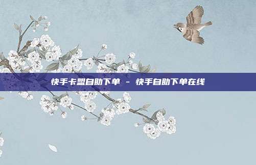 快手卡盟自助下单 - 快手自助下单在线