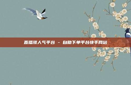直播涨人气平台 - 自助下单平台快手网站