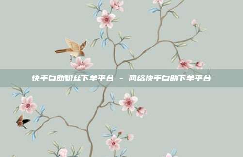 快手自助粉丝下单平台 - 网络快手自助下单平台