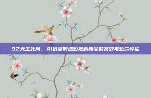 92天生死局,AI批量制造短视频账号的高效与短命悖论