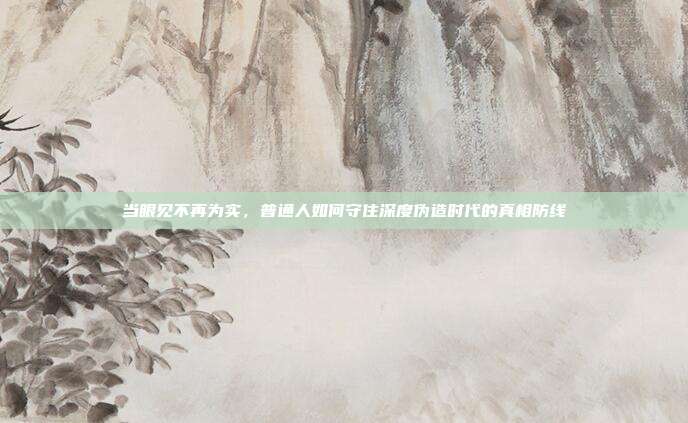 当眼见不再为实,普通人如何守住深度伪造时代的真相防线