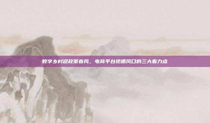 数字乡村迎政策春风，电商平台抢抓风口的三大着力点