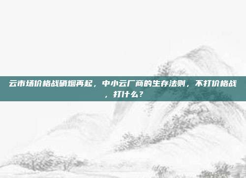 云市场价格战硝烟再起，中小云厂商的生存法则，不打价格战，打什么？