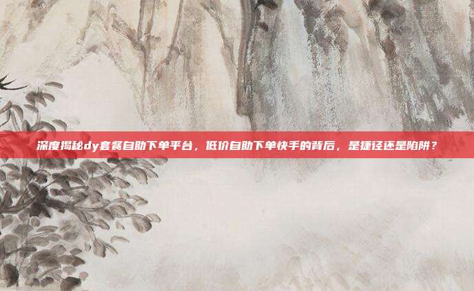 深度揭秘dy套餐自助下单平台，低价自助下单快手的背后，是捷径还是陷阱？