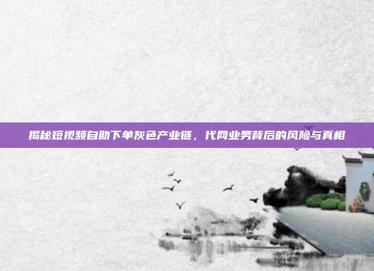 揭秘短视频自助下单灰色产业链，代网业务背后的风险与真相
