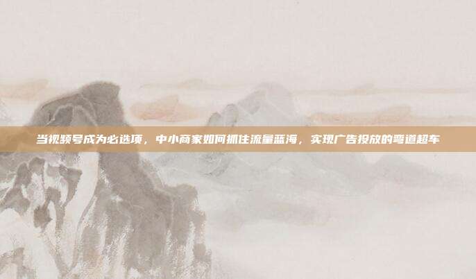 当视频号成为必选项，中小商家如何抓住流量蓝海，实现广告投放的弯道超车