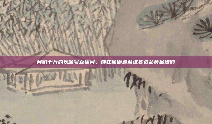 月销千万的视频号直播间,都在偷偷遵循这套选品黄金法则