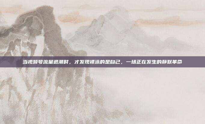 当视频号流量退潮时，才发现裸泳的是自己，一场正在发生的静默革命