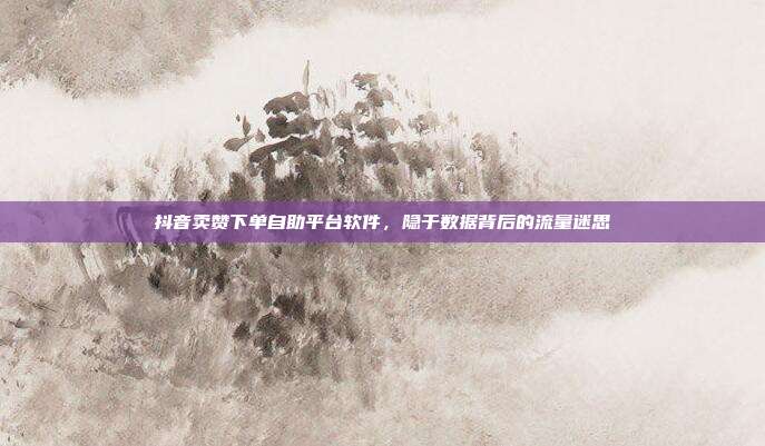 抖音卖赞下单自助平台软件,隐于数据背后的流量迷思