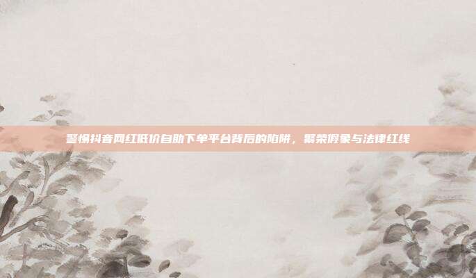 警惕抖音网红低价自助下单平台背后的陷阱,繁荣假象与法律红线