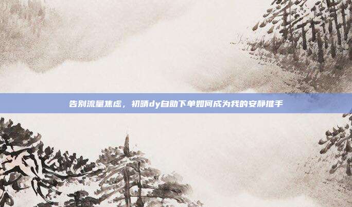 告别流量焦虑,初晴dy自助下单如何成为我的安静推手