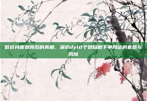 低价抖音赞背后的真相,深扒dy10个赞自助下单网站的套路与风险