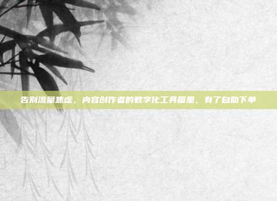 告别流量焦虑,内容创作者的数字化工具箱里,有了自助下单