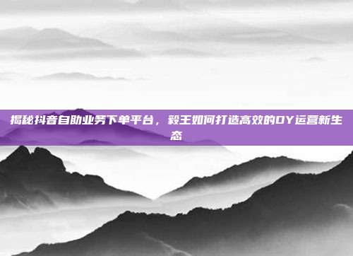 揭秘抖音自助业务下单平台，毅王如何打造高效的DY运营新生态