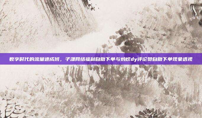 数字时代的流量速成班,子潇网络福利自助下单与蚂蚁dy评论赞自助下单现象透视