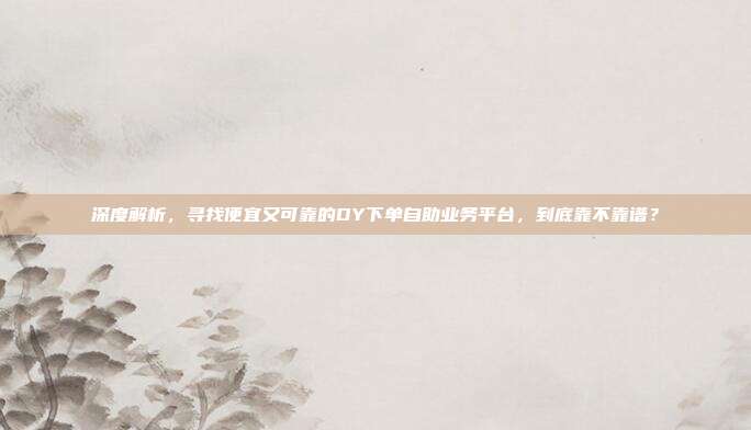 深度解析,寻找便宜又可靠的DY下单自助业务平台,到底靠不靠谱?