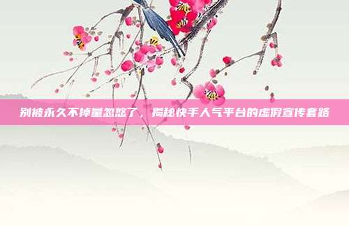 别被永久不掉量忽悠了,揭秘快手人气平台的虚假宣传套路