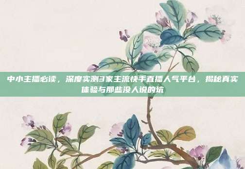 中小主播必读,深度实测3家主流快手直播人气平台,揭秘真实体验与那些没人说的坑