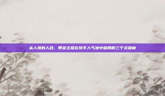 从人海到人合,带货主播在快手人气池中破局的三个关键帧