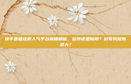 快手直播挂机人气平台深度解析,馅饼还是陷阱?封号风险有多大?