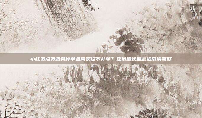 小红书点赞服务掉单且商家拒不补单?这份维权自救指南请收好