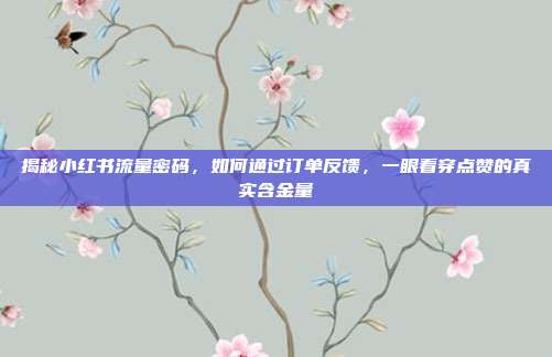 揭秘小红书流量密码,如何通过订单反馈,一眼看穿点赞的真实含金量
