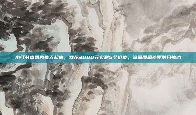 小红书点赞内幕大起底,我花3000元实测5个价位,流量质量差距触目惊心