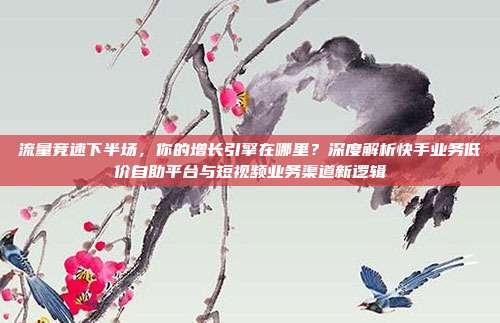 流量竞速下半场,你的增长引擎在哪里?深度解析快手业务低价自助平台与短视频业务渠道新逻辑
