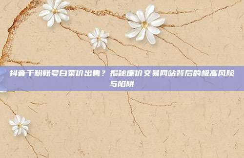 抖音千粉账号白菜价出售?揭秘廉价交易网站背后的极高风险与陷阱