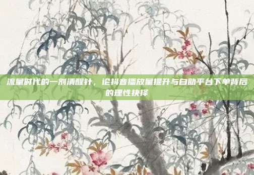 流量时代的一剂清醒针，论抖音播放量提升与自助平台下单背后的理性抉择