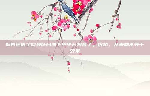 别再迷信全网最低自助下单平台抖音了，价格，从来就不等于效果