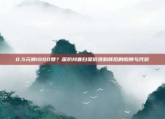 0.5元换1000赞?深扒抖音白菜价涨粉背后的陷阱与代价