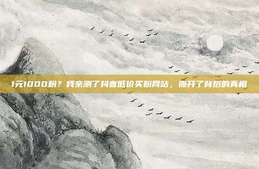 1元1000粉？我亲测了抖音低价买粉网站，撕开了背后的真相