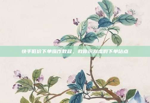 快手低价下单操作教程，教你识别虚假下单站点