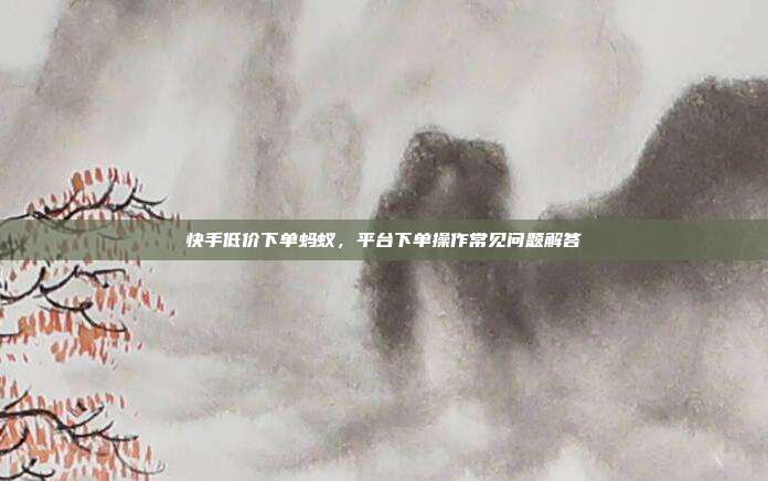 快手低价下单蚂蚁,平台下单操作常见问题解答