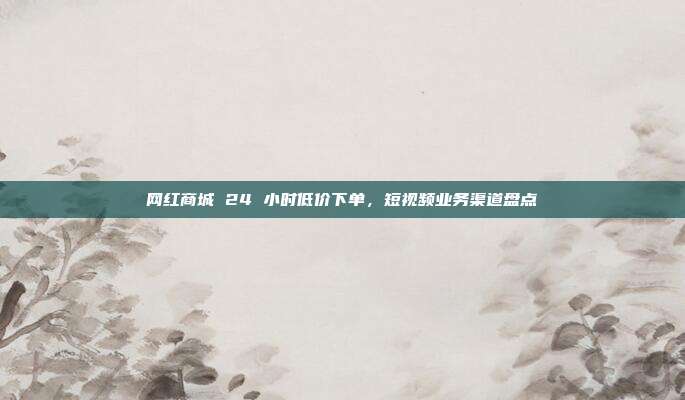 网红商城 24 小时低价下单，短视频业务渠道盘点