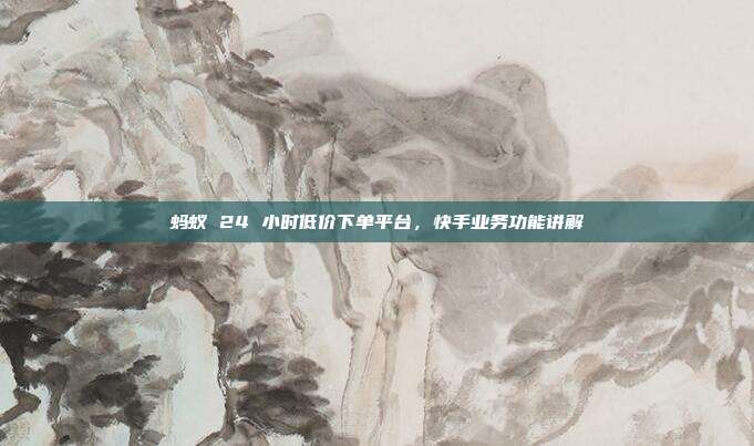 蚂蚁 24 小时低价下单平台，快手业务功能讲解