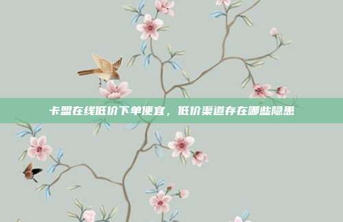 卡盟在线低价下单便宜,低价渠道存在哪些隐患