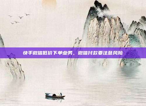 快手微信低价下单业务,微信付款要注意风险
