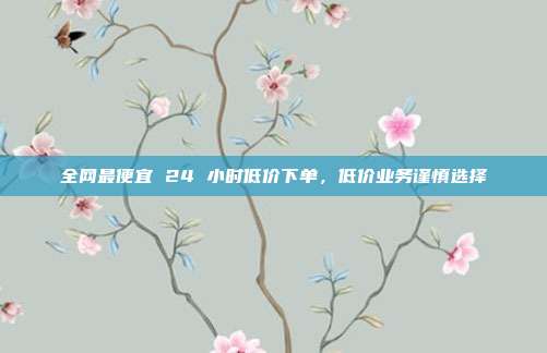 全网最便宜 24 小时低价下单,低价业务谨慎选择