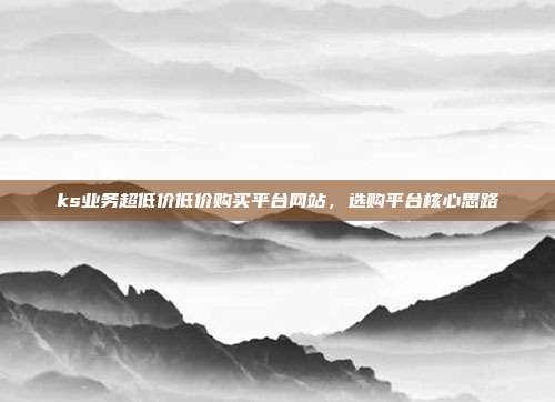 ks业务超低价低价购买平台网站,选购平台核心思路