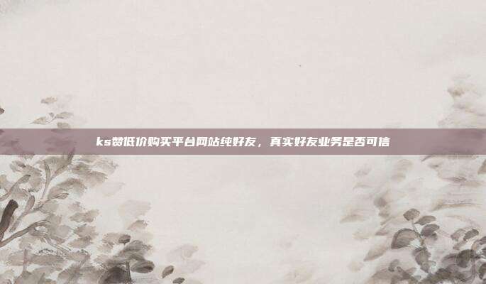 ks赞低价购买平台网站纯好友,真实好友业务是否可信