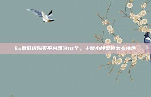 ks赞低价购买平台网站10个,十赞小额渠道怎么挑选
