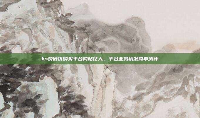 ks赞低价购买平台网站亿人,平台业务情况简单测评