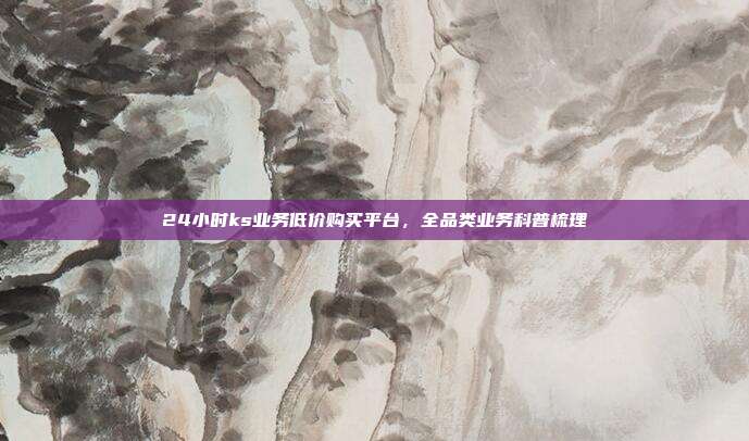24小时ks业务低价购买平台,全品类业务科普梳理