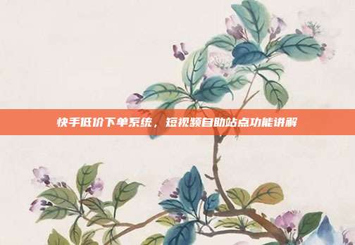 快手低价下单系统，短视频自助站点功能讲解
