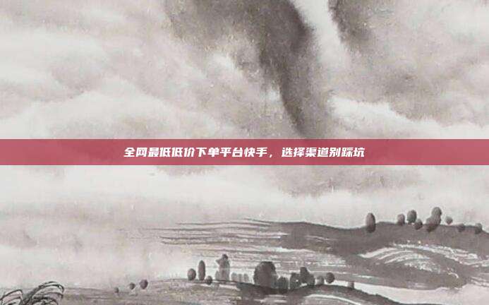 全网最低低价下单平台快手,选择渠道别踩坑
