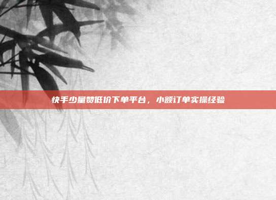 快手少量赞低价下单平台,小额订单实操经验