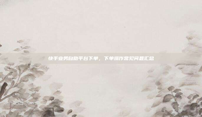 快手业务自助平台下单,下单操作常见问题汇总
